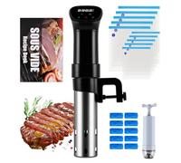 MXBAOHENG Varilla Sous Vide de 850 W 25-92.5 ℃ Máquina Sous Vide de Acero Inoxidable con circulador 3D de inmersión Roner Cocina Baja Temperatura con Control de Temporizador, 10 Bolsa Sellada, Clip