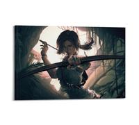 MXBFYEEB Póster decorativo de Lara Croft Tomb Raider con diseño de videojuegos, lienzo para pared e impresión artística moderna, decoración de dormitorio familiar, 60 x 90 cm