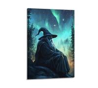 MXBFYEEB Póster decorativo de The Wizard Under The Aurora, lienzo decorativo para pared e imagen artística moderna para decoración de dormitorio familiar, 50 x 75 cm