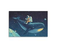 MXBFYEEB Póster decorativo de Whale You Join The Space Journey, lienzo decorativo para pared e impresión artística moderna para decoración de dormitorio familiar, 60 x 90 cm