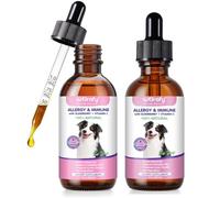 MXCZBSM Lote de 2 - Gotas para Perros Alergias e Inmunidad 60ml x2 | Alivio Natural del Picor, Irritación Piel y Alergias Alimentarias | Apoya Defensas y Función Hepática | Sabor a Bacon
