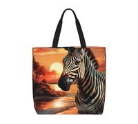 MXDLKSWPOH Bolsa de mano reutilizable Loon Nature Bird Shopping Bags gran capacidad casual bolso de hombro, Sunset Zebra, Talla única