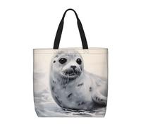 MXDLKSWPOH Bolsa de mano reutilizable Loon Nature Bird Shopping Bags gran capacidad casual bolso de hombro, Pintura de sello de arpa, Talla única