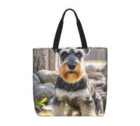 MXDLKSWPOH Bolsa de mano reutilizable Mohado Border Collie, bolsas de compras para perros, bolsa de hombro casual de gran capacidad, Lindo perro Schnauzer, Talla única