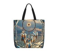 MXDLKSWPOH Bolsa de mano reutilizable Mohado Border Collie, bolsas de compras para perros, bolsa de hombro casual de gran capacidad, Atrapasueños nativo americano, Talla única