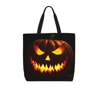 MXDLKSWPOH Bolsa de mano reutilizable para comestibles, diseño de calabazas de acuarela de otoño, bolsas de compras de gran capacidad, bolso de hombro casual, Farol de calabaza de mueca aterradora
