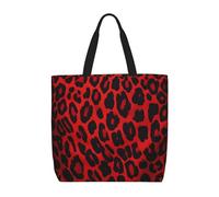 MXDLKSWPOH Bolsa de mano reutilizable para comestibles, diseño de pulpo, de gran capacidad, informal, para llevar al hombro, Patrón de leopardo rojo, Talla única