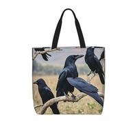 MXDLKSWPOH Bolsa de mano reutilizable para comestibles, lindas bolsas de compras de chihuahua de gran capacidad, bolso de hombro casual, Pájaros cuervos, Talla única