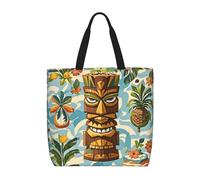 MXDLKSWPOH Bolsa de mano reutilizable para comestibles, lindas bolsas de compras de chihuahua de gran capacidad, bolso de hombro casual, Patrón vintage Aloha Tiki, Talla única
