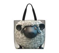 MXDLKSWPOH Bolsa de mano reutilizable para comestibles, lindas bolsas de compras de chihuahua de gran capacidad, bolso de hombro casual, Oveja blanca y negra de dibujos animados, Talla única