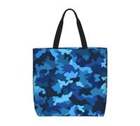 MXDLKSWPOH Bolsa de mano reutilizable para comestibles, lindas bolsas de compras de chihuahua de gran capacidad, bolso de hombro casual, Camuflaje azul., Talla única