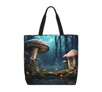 MXDLKSWPOH Bolsa de mano reutilizable para comestibles, lindas bolsas de compras de manatí, bolsa de hombro casual de gran capacidad, Fantasy Forest Mushroom, Talla única