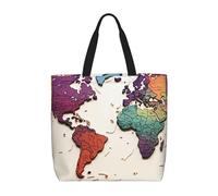 MXDLKSWPOH Bolsa de mano reutilizable para comestibles, lindo perro Beagle, bolsas de compras de gran capacidad, bolso de hombro casual, mapamundi, Talla única