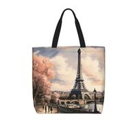 MXDLKSWPOH Bolsa de mano reutilizable para comestibles, pelota de golf en el fuego, bolsas de compras de gran capacidad, bolso de hombro casual, Torre Eiffel de estilo vintage de París, Talla única