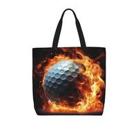 MXDLKSWPOH Bolsa de mano reutilizable para comestibles, pelota de golf en el fuego, bolsas de compras de gran capacidad, bolso de hombro casual, Pelota de golf en llamas, Talla única