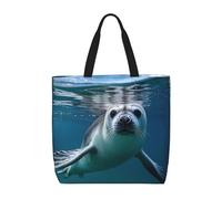 MXDLKSWPOH Bolsa de mano reutilizable para comestibles, pingüinos, bolsas de compras de gran capacidad, bolso de hombro casual, Papel pintado con sello de arpa, Talla única
