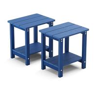 MXIMU Adirondack - Mesa auxiliar cuadrada exterior resistente a la intemperie, mesas auxiliares para exteriores para patio trasero, piscina, compañero interior, porche delantero