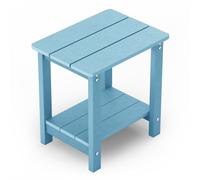 MXIMU Outside Adirondack - Mesa auxiliar cuadrada resistente a la intemperie, mesas auxiliares para exteriores para patio trasero, piscina, compañero interior, porche delantero (azul, doble capa)