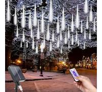 MXJFYY Luces de Meteoritos Solares, 11.8 Inch 10 Tubo Impermeables Meteoros Lluvia Luces, LED De Hadas Solares con Control Remoto para Jardín, Arbol de Navidad, Patio, Fiesta, Balcón, Calle, Boda