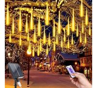MXJFYY Luces de Meteoritos Solares, 11.8 Inch 10 Tubo Impermeables Meteoros Lluvia Luces, LED De Hadas Solares con Control Remoto para Jardín, Arbol de Navidad, Patio, Fiesta, Balcón, Calle, Boda