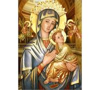 MXJSUA DIY 5D Diamond Painting by Number Kit Round Dril Diamond Painting Kit Completo 5D Bordado Diamante Pintura Diamante 5D Artesanía Decoración Diamond Painting Virgen María y Jesús 30x40 cm
