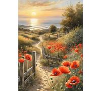 MXJSUA DIY 5D Paisaje De Flores Atardecer Diamond Painting, Diamond Painting Kit Completo, Manualidades Adultos Diamond Painting Para Decoración De Pared Del Hogar 30x40cm