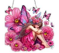 MXJSUA Hada Rosa Diamond Painting Colgante Kit, Pintura de Diamante Adultos, Colgante Cuadro de Diamantes Ornaments para Principiantes Pared Hanging Decoración 20x20CM