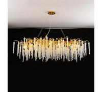 MXLDZHLW Lámparas Modernas de Ramas de Árbol,Larga Lámpara de de Lujo de Oro, Luminaria Colgante Interior para Comedor Cocina Isla Sala de Estar Entrada Del Dormitorio,D80Cm Redondo/Color/Rectaular L