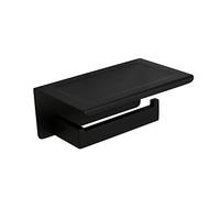 MXLDZHLW Portarrollos de Papel Higiénico, Portarrollos de Papel de Cocina con Estante sin Clavos, Autoadhesivo, Acero Inoxidable 304, Portarrollos de Papel de Seda Negro Mate, Montaje en Pared, sin Da