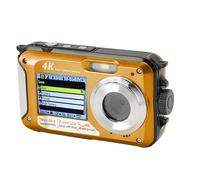 MXmera subacuática de pantalla dual HD 4K, resolución de 56 MP, zoom digital de 16X y capacidad de memoria ampliada de 64 GB (amarillo)