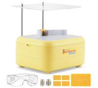 Mxmoonant Mini Amoladora del Vidrio Manchado del Agua DIY, Adecuado para Vidrieras, Mosaicos, Cerámica, con 2 Brocas de Diamante y Deflector (Amarillo Claro)