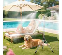 Mxmoonant Pulverizador de refrigeración de pie para terraza, manguera de 8 m, tubo de pulverización flexible de 360 ° con boquillas de acero inoxidable, diseño retráctil portátil, para refrigeración