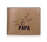mxn Cartera personalizable, cartera personalizada con nombre de papá e hijos, cartera de piel sintética, regalos personalizados para el día del padre para hombres, marido, padre, regalo para él,