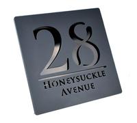 MXN Letrero de acrílico personalizado con números de casa modernos para puerta, dirección, calle, letras 3D, placa para decoración del hogar, 20 x 20 cm (gris negro)