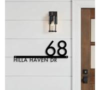 MXN Placa de acrílico moderna personalizada con número de casa, letras, números, dirección, placa de puerta al aire libre, letrero personalizado para nombre de calle y dirección (A,40 x 18 cm)