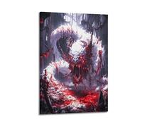 MXNGVU Póster artístico de dragón blanco sangre, pintura decorativa, lienzo, póster de pared e impresión artística moderna para decoración de dormitorio familiar, pósteres de 30 x 45 cm