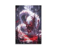 MXNGVU Póster artístico de dragón blanco sangre, pintura decorativa, lienzo, póster de pared e impresión artística moderna para decoración de dormitorio familiar, pósteres de 30 x 45 cm