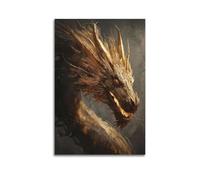 MXNGVU Póster decorativo de dragón dorado para pared e impresión artística moderna para dormitorio familiar, 20 x 30 cm
