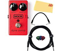 MXR M102 Dyna Comp Paquete de pedal de compresión compacto con cable de instrumento, cable de conexión, 3 púas de guardabarros y paño de pulido Austin Bazaar