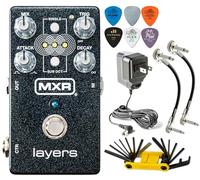 MXR M307 Layers Harmonic Sustain Pedal de efectos de guitarra eléctrica con paquete Tonebird con cables de conexión MXR, multiherramienta Groovetech, púas Dunlop y fuente de alimentación ECB003 de 9 V