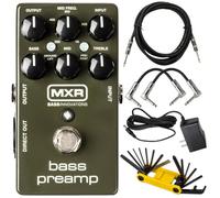 MXR M81 Bass Innovations - Pedal de efectos de preamplificador con fuente de alimentación Tonebird de 9 V 1500 mA, multiherramienta Groovetech, cable de conexión, paquete de cables de instrumentos