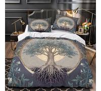 MXRMXR 3 Piezas Microfibra Árbol of Life Fuego Fundas Edredón Impresión 3D Fundas Almohada Transpirable Nouveau Juego Fundas Edredón for Adultos Super King（260x220cm）