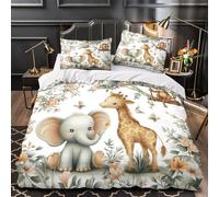 MXRMXR 3 Piezas Microfibra Baby Animals Funda Edredon Impresión 3D Cremallera Oculta Fundas Almohada Antibacteriana Cute Coon Funda Edredon for Ancianos Super King（260x220cm）