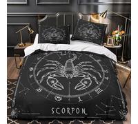 MXRMXR 3 Piezas Microfibra de poliéster Scorpion Zodiac Symbol Funda Edredon Cremallera Oculta Fundas Almohada Antialérgica Astrology Mystical Funda de Edredón for Adultos Double（200x200cm）