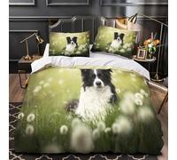 MXRMXR 3 Piezas Microfibra Impresión 3D Border Collie Perro Juego Fundas Edredón Diseño 3D Fundas Almohada Transpirable Naturaleza Field Portrait Funda Edredon for jóvenes Single（135x200cm）