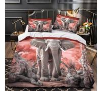MXRMXR 3 Piezas Microfibra Suave Elephant Standing Funda de Edredón Cremallera Fundas Almohada Transpirable Digital Juego Fundas Edredón for Ancianos Double（200x200cm）
