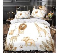 MXRMXR 3 Piezas Microfibra Suave Safari Animals Juego Fundas Edredón Estampado 3D Funda Almohada Antialérgica Coon Jungle Funda de Edredón for niños Super King（260x220cm）