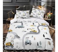 MXRMXR Juego 3 Piezas Microfibra Impresión 3D Construction Vehicles Juego Fundas Edredón Diseño 3D Funda Almohada Antibacteriana Children's Room Decor Funda Edredon for niña King（220x240cm）