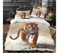 MXRMXR Juego 3 Piezas Microfibra Impresión 3D Tiger Walking Juego Fundas Edredón Diseño 3D Fundas Almohada Transpirable Wild Animal Funda de Edredón for Adultos Super King（260x220cm）