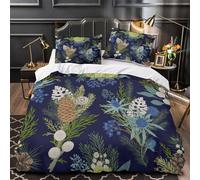 MXRMXR Juego 3 Piezas Microfibra Invierno Flora Funda de Edredón Impresión 3D Cremallera Oculta Fundas Almohada Antibacteriana Botanical Funda Edredon for niña Single（140x200cm）